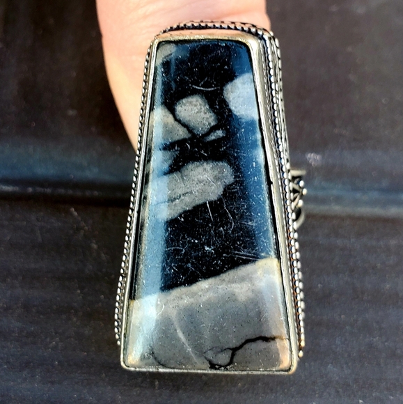 New Oversized Picasso Jasper 925 Silver Ring. - Picture 12 of 16